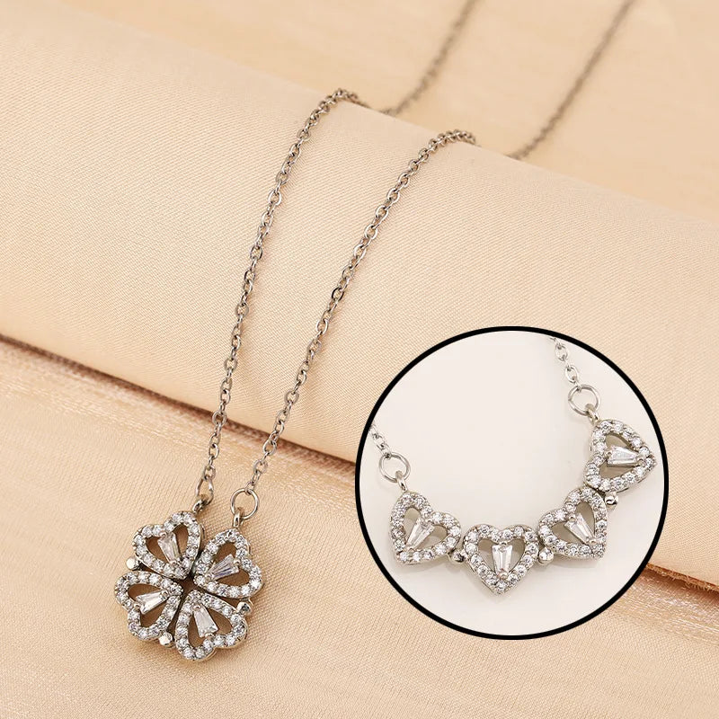 Fleur | Klavertje Vier Magnetische Harten Ketting