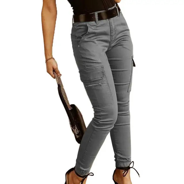 Stijlvolle Office Lady Sweatpant Knoop All Match Lady Effen Kleur Rits Broek