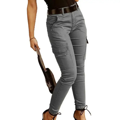 Stijlvolle Office Lady Sweatpant Knoop All Match Lady Effen Kleur Rits Broek