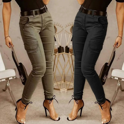 Stijlvolle Office Lady Sweatpant Knoop All Match Lady Effen Kleur Rits Broek