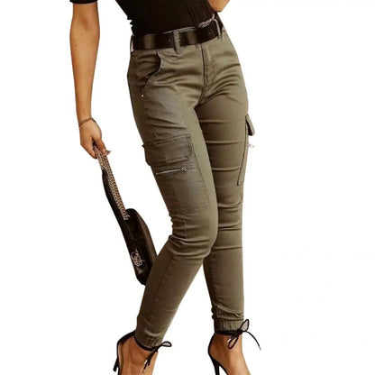 Stijlvolle Office Lady Sweatpant Knoop All Match Lady Effen Kleur Rits Broek